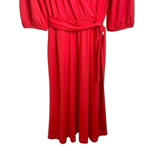 DRAPER JAMES RSVP Red Jersey Knit Fit and Flare Wrap Dress Size Medium - Picture 4 of 10